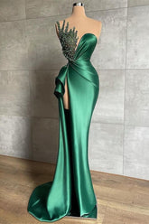 Gorgeous Emerald Green Long Mermaid Evening Formal Dress With Splits